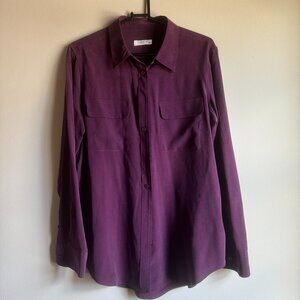 Equipment Femme - 100% Silk Plum Purple button down blouse- Size M